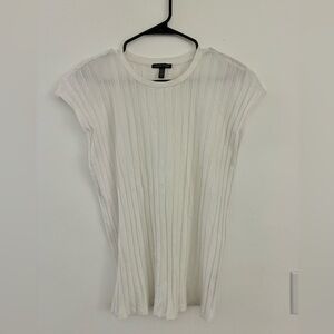 Eileen Fisher White Knit Ribbed Top